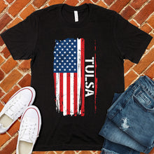 Load image into Gallery viewer, Tulsa Flag Varsity Type Tee