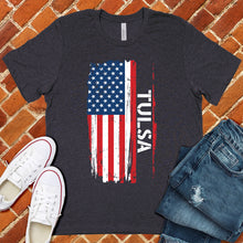 Load image into Gallery viewer, Tulsa Flag Varsity Type Tee