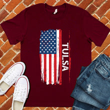 Load image into Gallery viewer, Tulsa Flag Varsity Type Tee