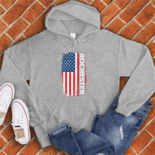 Load image into Gallery viewer, Rochester Flag Varsity Type Hoodie