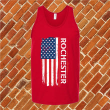 Load image into Gallery viewer, Rochester Flag Varsity Type Unisex Tank Top