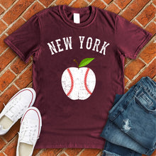 Load image into Gallery viewer, New York White Apple Baseball Tee