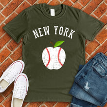 Load image into Gallery viewer, New York White Apple Baseball Tee