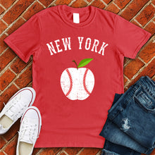 Load image into Gallery viewer, New York White Apple Baseball Tee