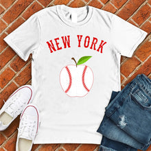 Load image into Gallery viewer, New York White Apple Baseball Tee