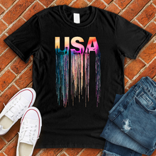 Load image into Gallery viewer, USA Rainbow Drip Tee