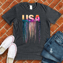 Load image into Gallery viewer, USA Rainbow Drip Tee