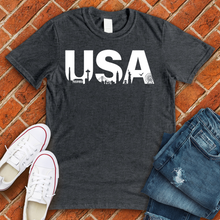 Load image into Gallery viewer, USA Skyline Letters Alternate Tee