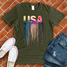 Load image into Gallery viewer, USA Rainbow Drip Tee