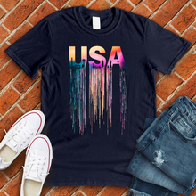 Load image into Gallery viewer, USA Rainbow Drip Tee