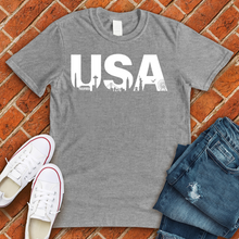 Load image into Gallery viewer, USA Skyline Letters Alternate Tee