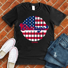 Load image into Gallery viewer, Chicago Illinois American Flag Tee