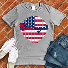 Load image into Gallery viewer, Chicago Illinois American Flag Tee