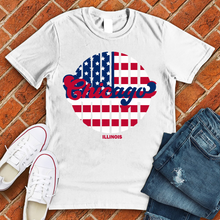 Load image into Gallery viewer, Chicago Illinois American Flag Tee