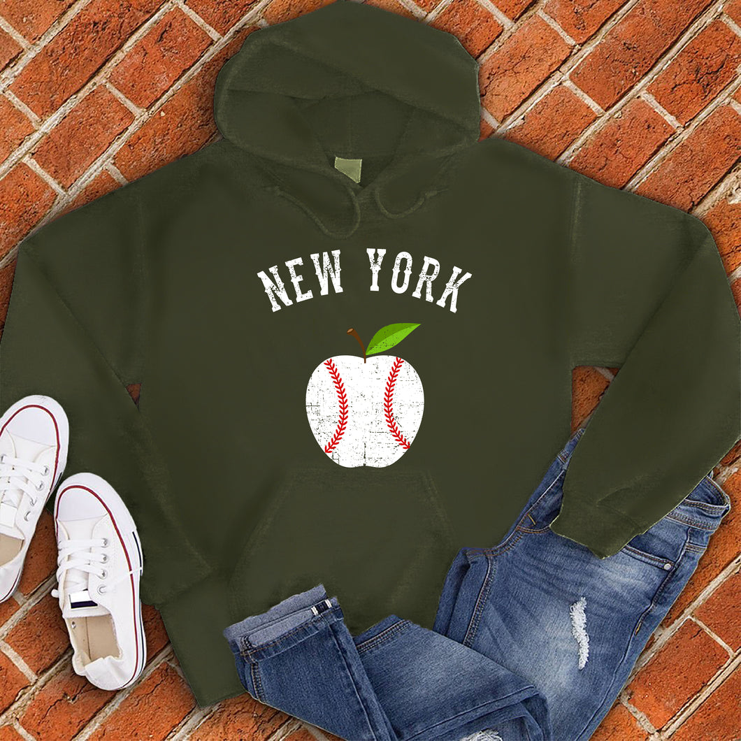 New York White Apple Baseball Hoodie