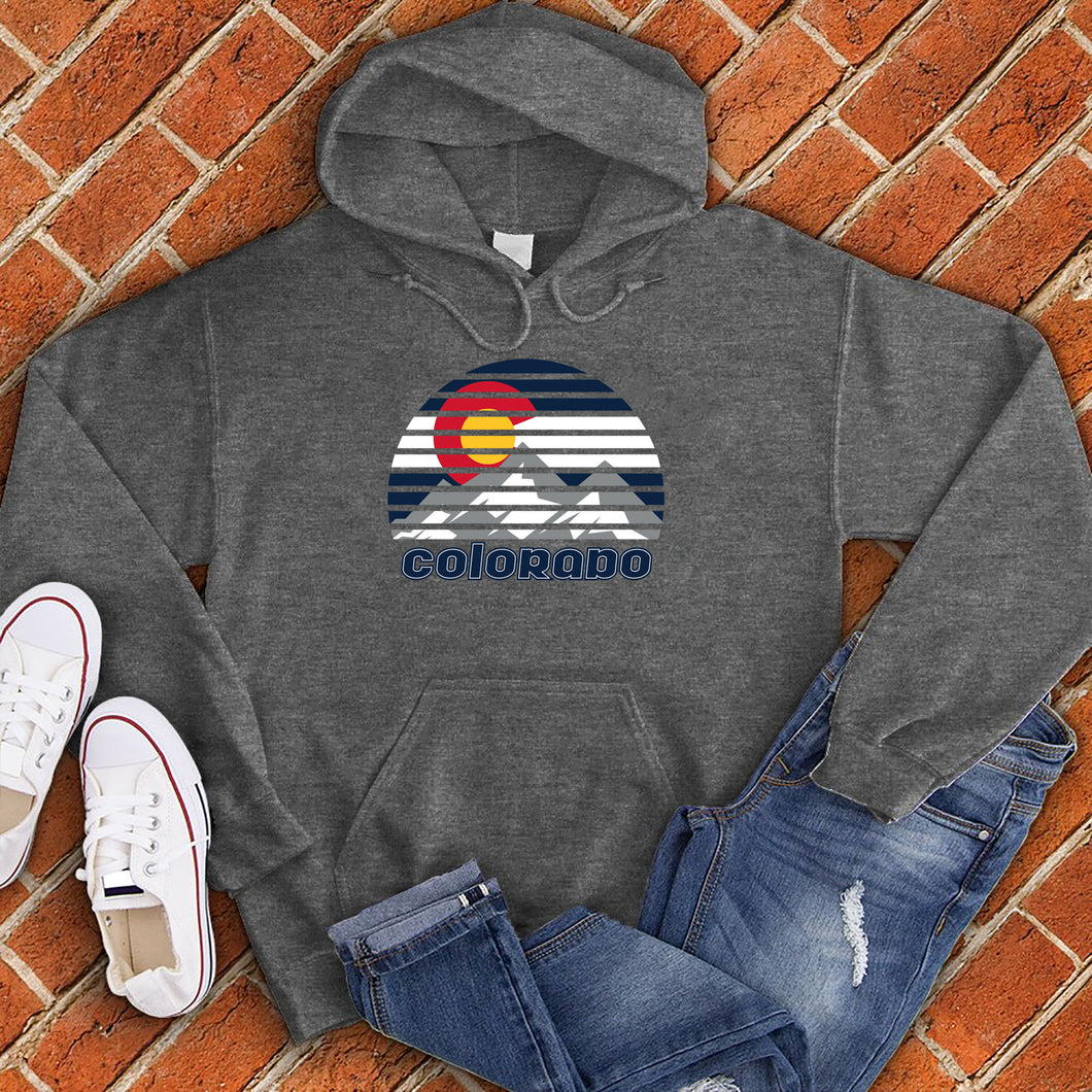 Colorado Mountains and Flag Circle Hoodie