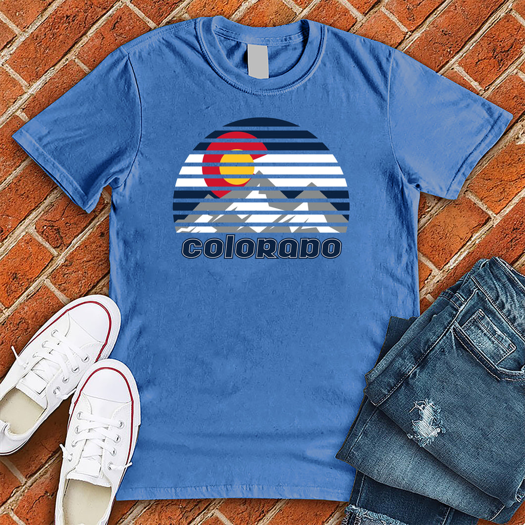 Colorado Mountains and Flag Circle Tee