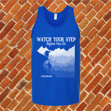 Load image into Gallery viewer, Colorado Watch Your Step Unisex Tank Top
