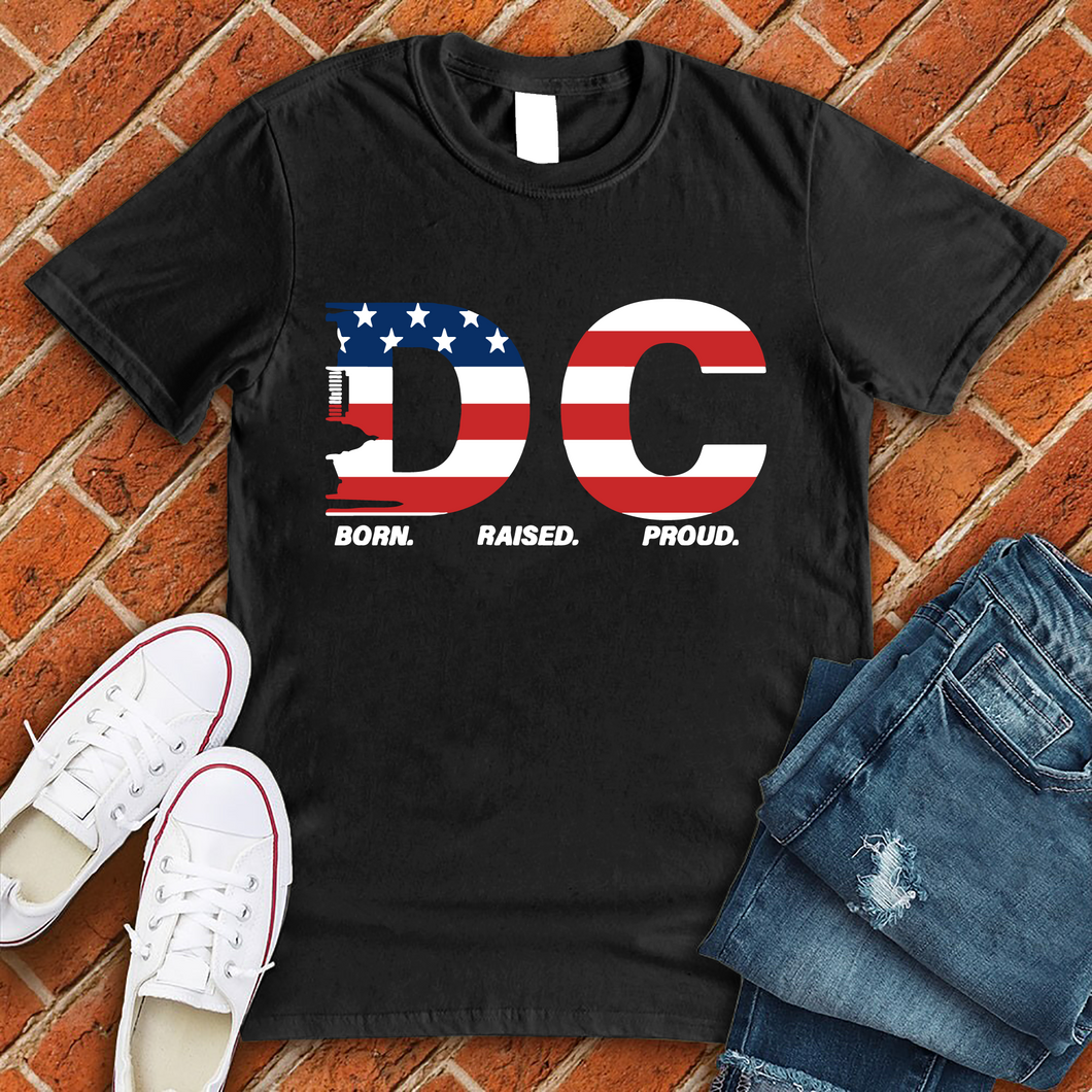 DC Born Raised Proud American Flag Tee