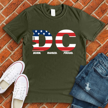 Load image into Gallery viewer, DC Born Raised Proud American Flag Tee
