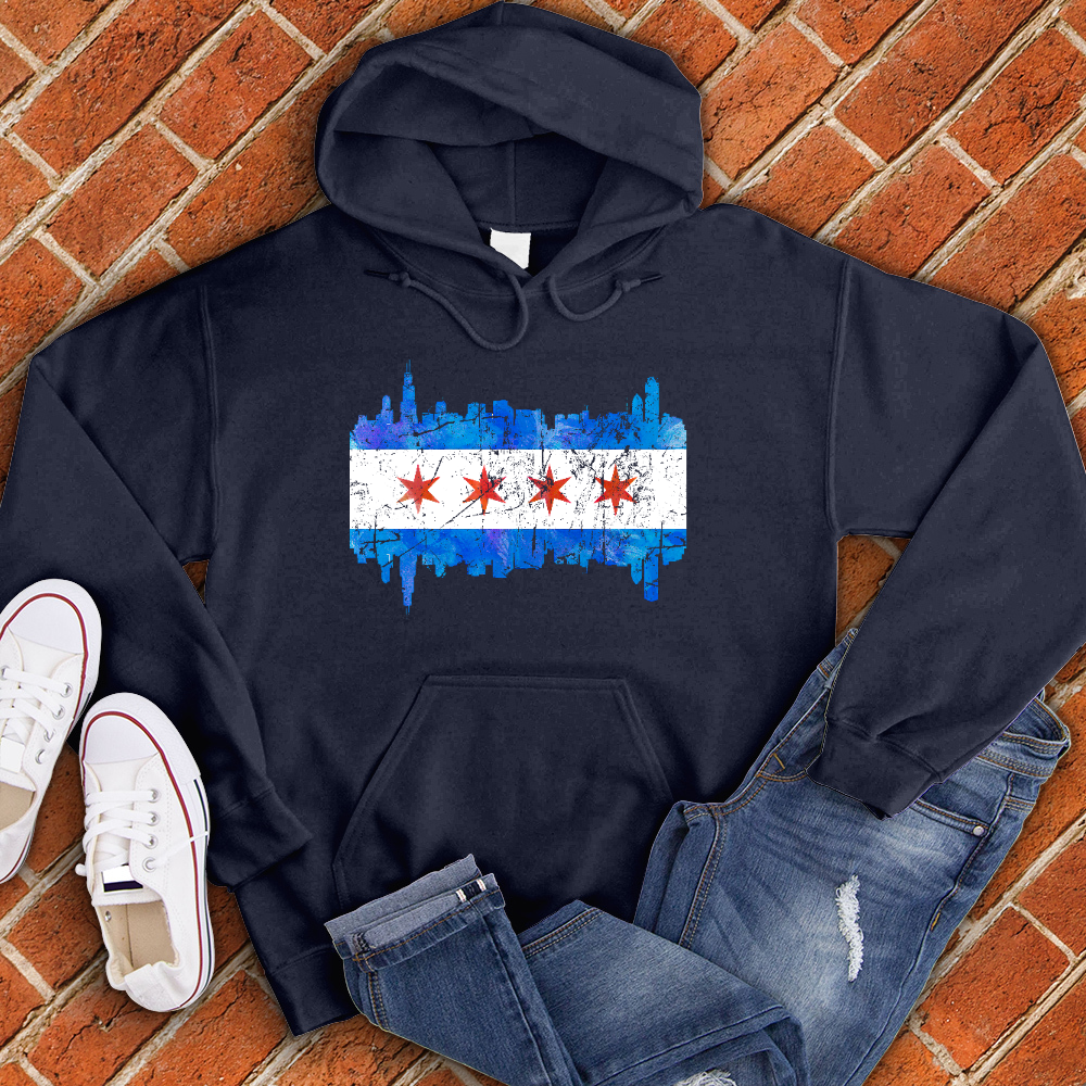Chicago Skyline Flag Hoodie