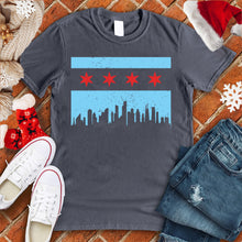 Load image into Gallery viewer, Chicago Flag &amp; City Skyline Tee
